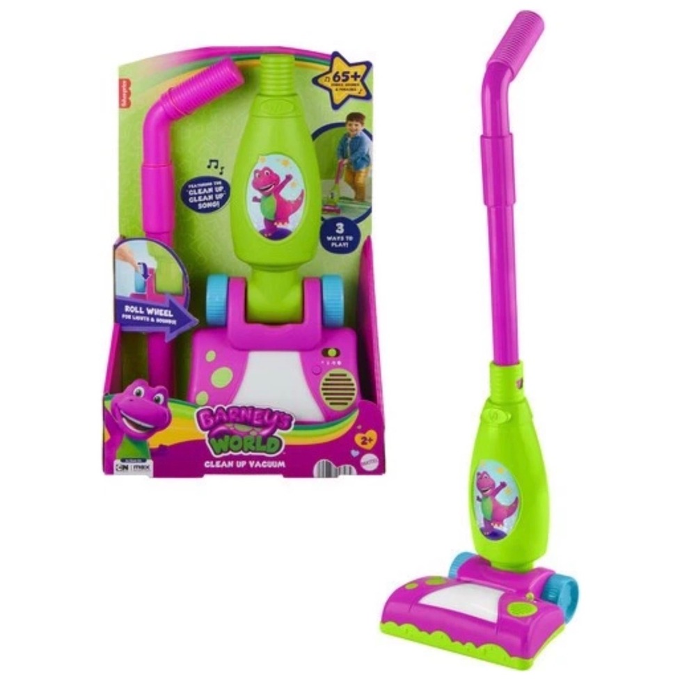 Fisher-Price Barney's World Clean Up Vacuum Toy Lights Sounds Phrases HYV51